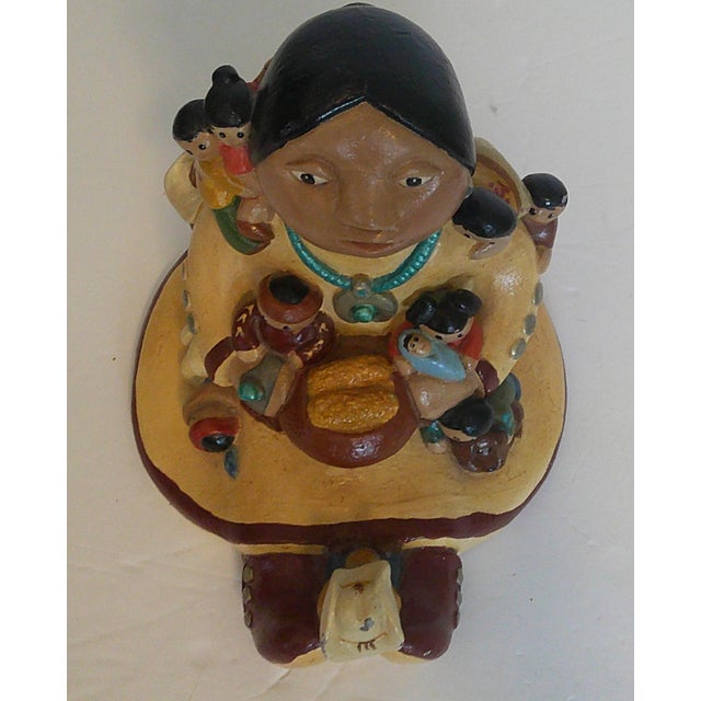 Folk Art Vintage 1988 Cleo Teissedre Navajo Storyteller Southwestern Folk Art 12 Kids Dog Large 6" For Sale - Image 3 of 14