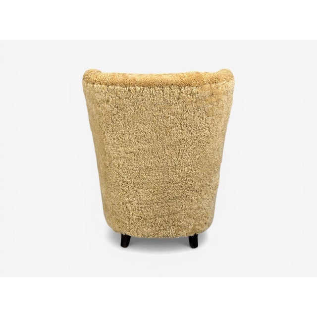 Paolo Buffa Attrib., Beige Shearling, Wood, Lounge Chairs, Italy, 1950s For Sale - Image 14 of 14