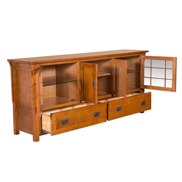 Mission Mission Quarter Sawn Oak 72" Tv Stand - Michael's Cherry (Mc-A) For Sale - Image 3 of 14