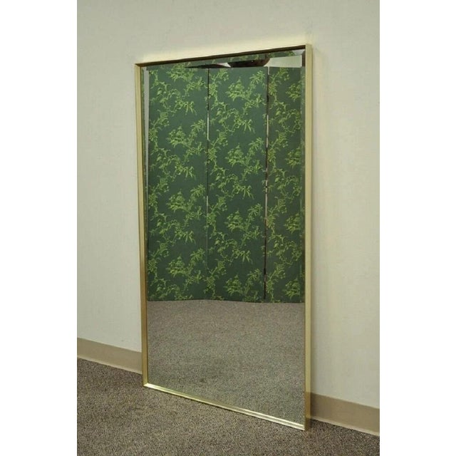 Vintage Mid Century Modern Paul McCobb Style Brass Tone Beveled Glass Mirror For Sale - Image 10 of 10