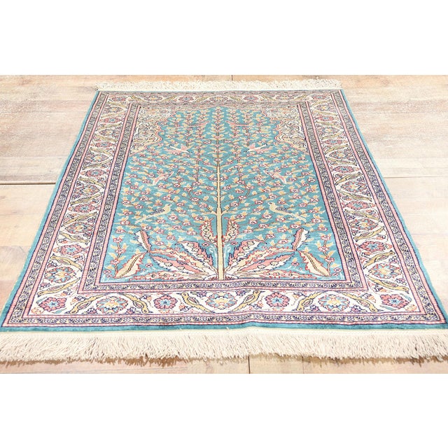 Vintage Turkish Silk Tree of Life Rug - 02'09 X 04'02 | Chairish