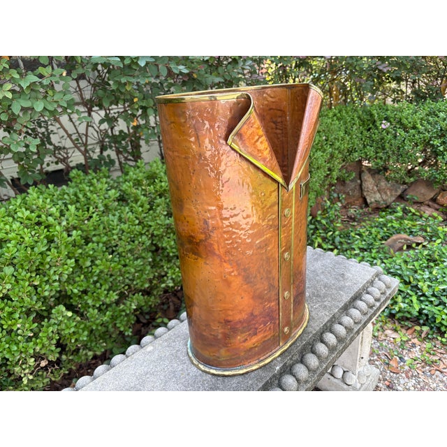 Copper 1960s Italian Modern Mixed Metals Umbrella Stand For Sale - Image 8 of 13