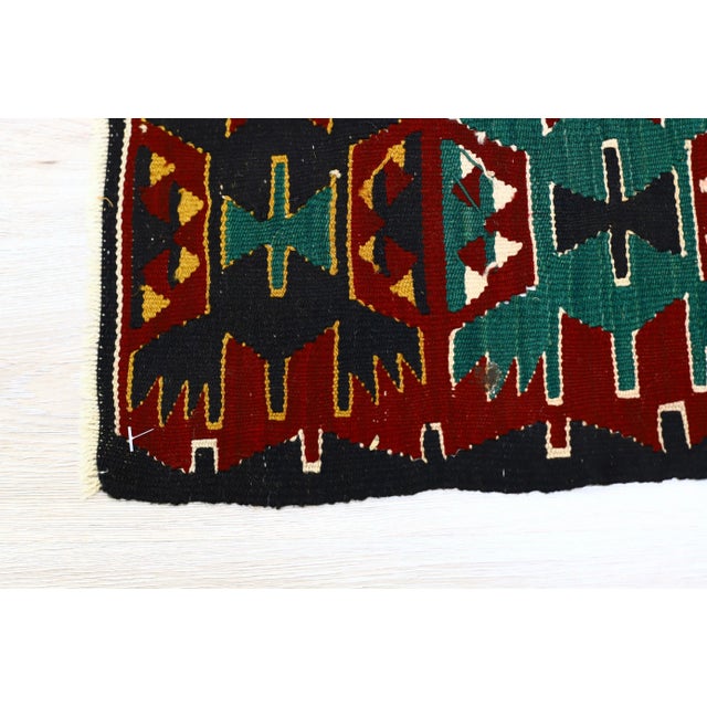 Textile 1960s Scandinavian Wool Red Handwoven Ethnic Kilim Rug For Sale - Image 7 of 13