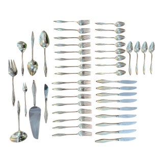 1950s Mid-Century Modern Reed & Barton Modern Sterling Silver Flatware by John Prip - 45 Pieces For Sale