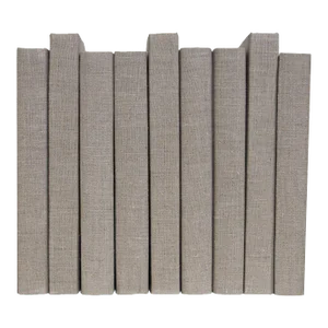 Decorative Books - Khaki Oversized Linen Wrapped Book Bundle - 1 Foot of Tan Books