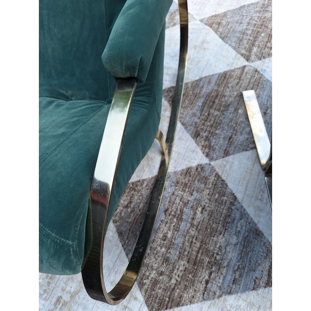 1970s In the Style of Guido Faleschini Chrome and Brass Milo Baughman Rocking Chair For Sale - Image 10 of 12