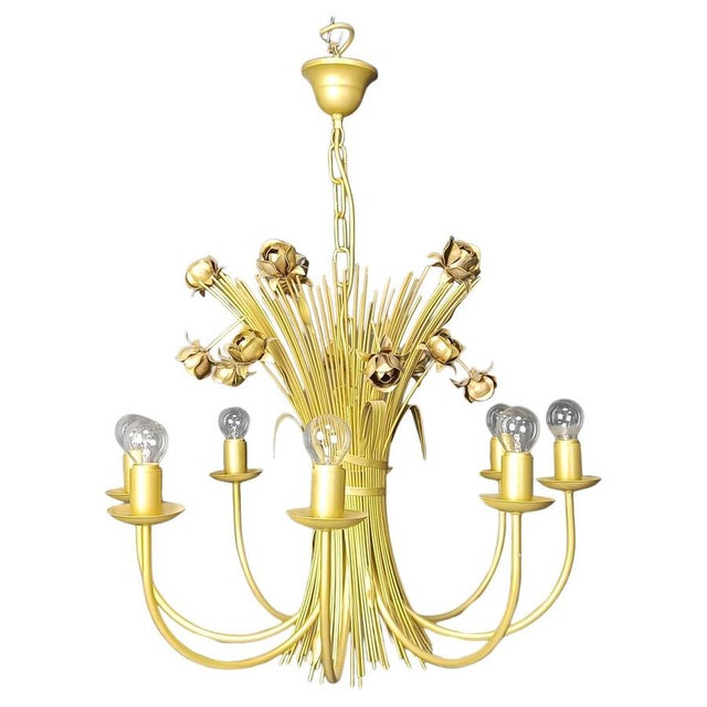 Vintage Metal Flower Chandelier, 1980s For Sale - Image 12 of 12