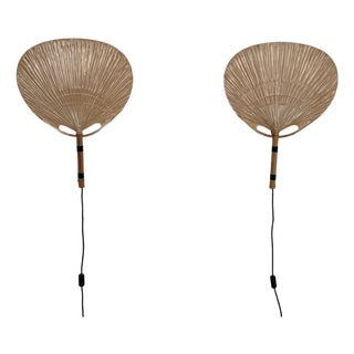 Large Organic Uchiwa Wall Sconces by Ingo Maurer for M Design, Germany, 1973, Set of 2 For Sale