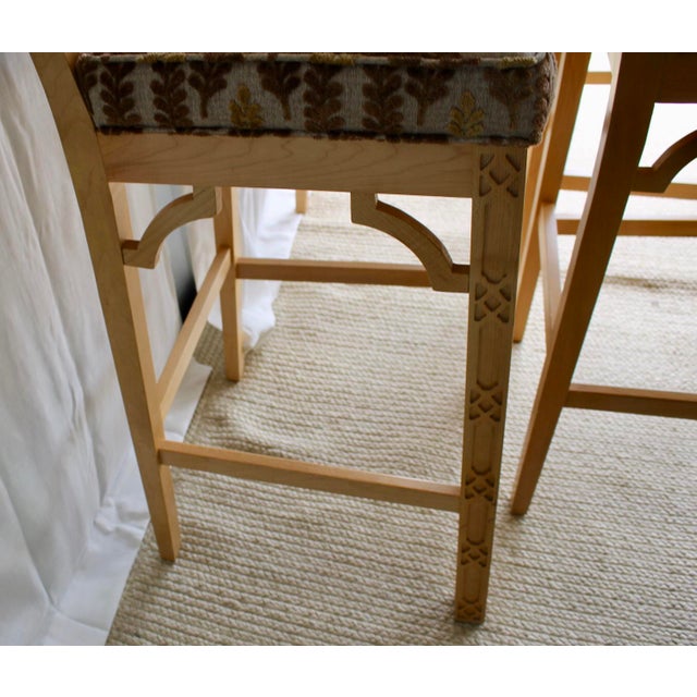 Chinoiserie Bar Stool, Late 20th Century Chinese Chippendale Chinoiserie Fretwork Bar Stool Chairish