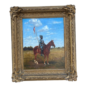 Antique British Colonial Painting of an Indian Cavalry Officer.