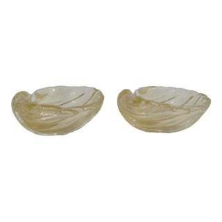 Petit Murano Gold Shell Bowls - a Pair For Sale