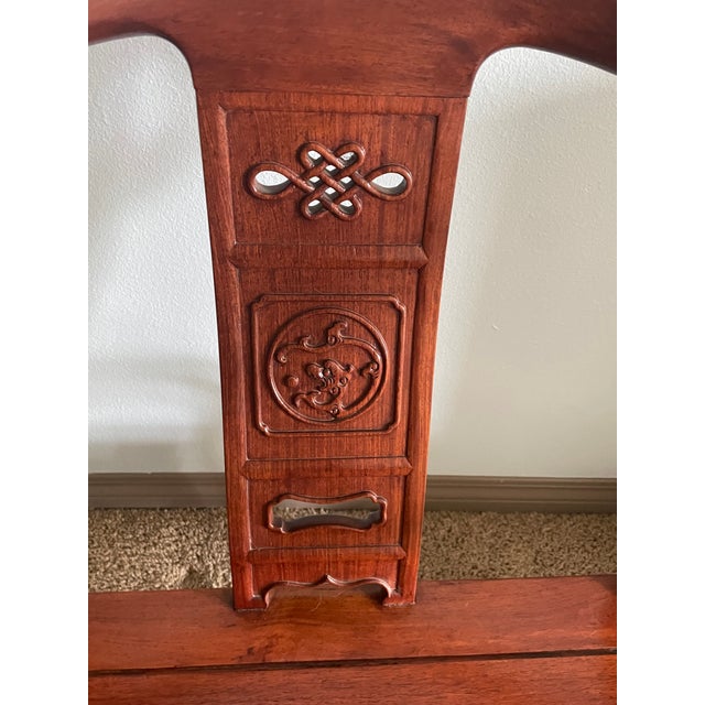 Vintage Asian Carved Rosewood Horseshoe Armchair - Pair For Sale In Los Angeles - Image 6 of 10