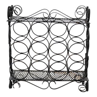Early 20th Century Vintage French Wrought Iron Wine Rack For Sale