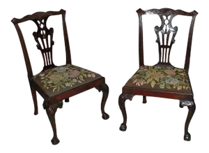Chippendale Mahogany Side Chairs - a Pair