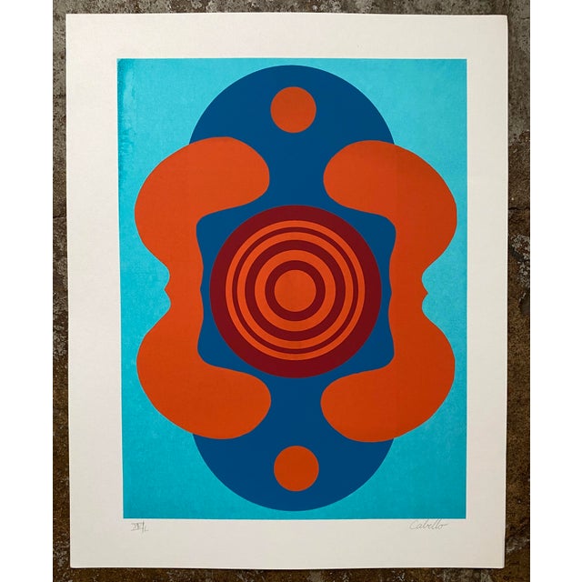 1980s abstract Rorschach type screenprint by Cabello. Pencil signed and numbered from an edition of 50 in Roman numerals.