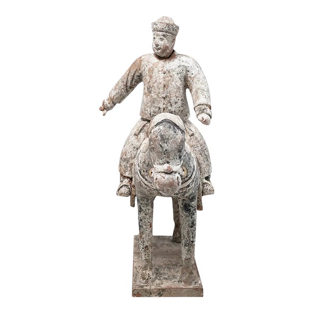 Chinese Tang Dynasty Earthenware Horse and Rider Tomb Figure (Mingqi), 618-907ad For Sale