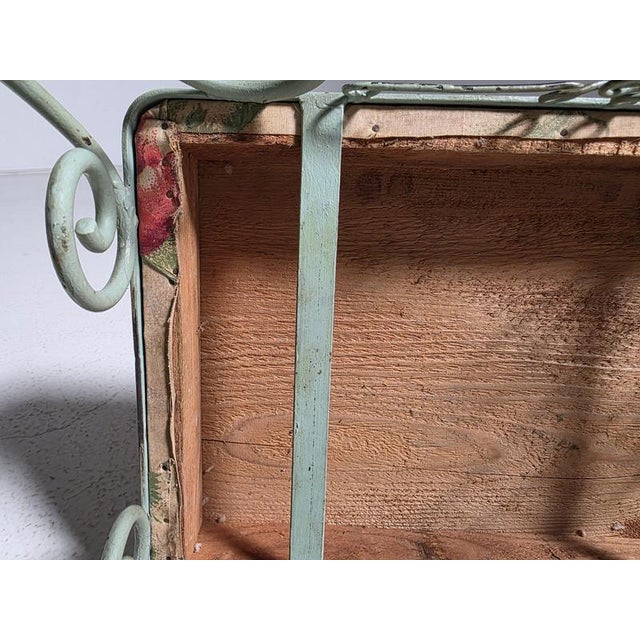 Italian Wrought Iron Stools with Floral Upholstery, 1950s, Set of 2 For Sale - Image 9 of 10