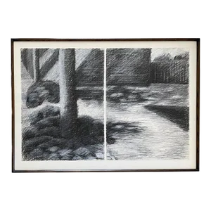 Large Black and White Painting Attributed to Beatrix Syjuco
