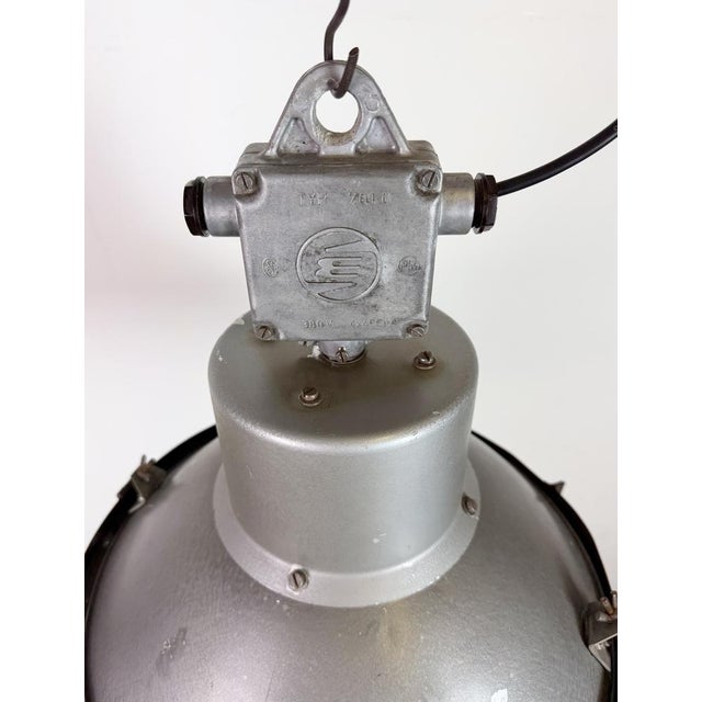 Industrial Grey Hammer Paint Pendant Lamp from Elektrosvit, 1960s For Sale - Image 10 of 18
