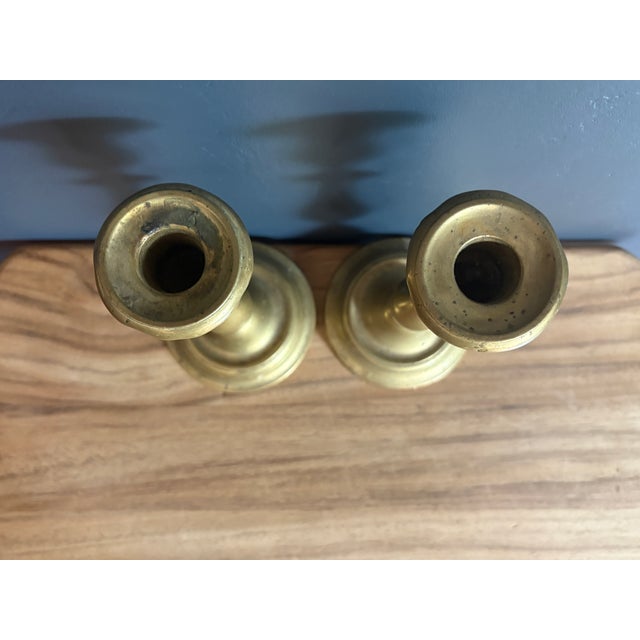 19th Century Pair of 19th Century French Brass Candlesticks For Sale - Image 5 of 5