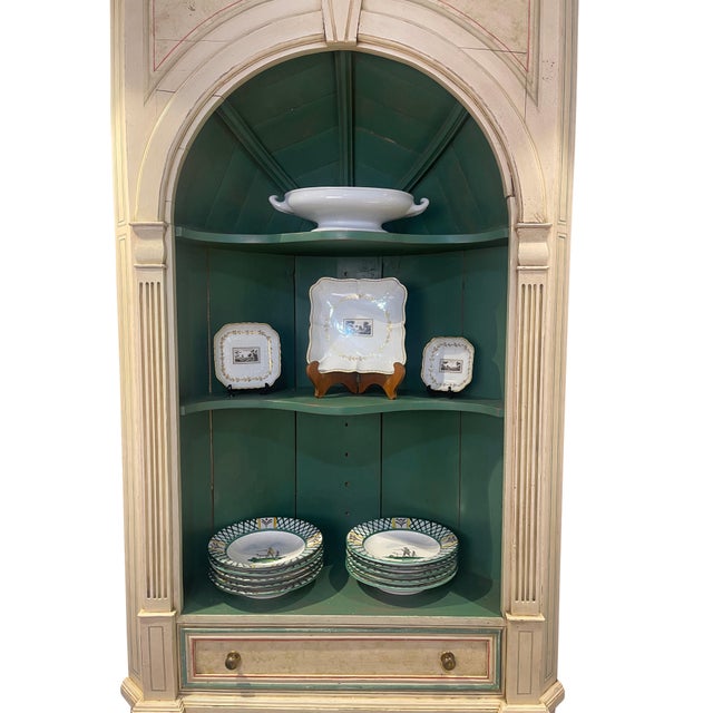 Mid 20th Century Mid 20th Century Corner Cupboard with Domed Interior Painted and Faux Marbleized Ivory and Green For Sale - Image 5 of 18