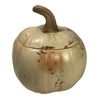 1999 Patricia Garrett American Handmade Pottery White Pumpkin Small Covered Box / Bowl With Lid For Sale