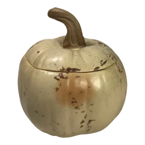 1999 Patricia Garrett American Handmade Pottery White Pumpkin Small Covered Box / Bowl With Lid