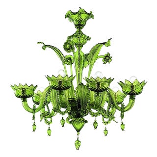 Translucent Green Murano Style Glass Chandelier from Simoeng For Sale