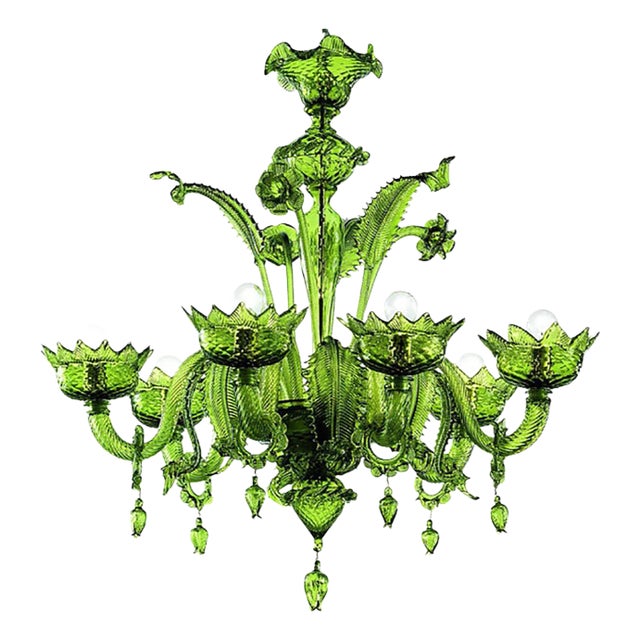 Translucent Green Murano Style Glass Chandelier from Simoeng For Sale