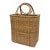 Vintage Tall Woven Wicker Basket With Round Handles For Sale
