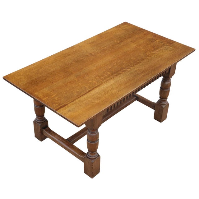 Antique Oak Refectory Kitchen Dining Table, 1890s For Sale - Image 4 of 9