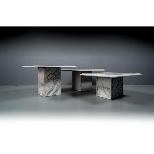 Carrara Marble Nesting Coffee Tables, Italy, 1960s, Set of 3 For Sale - Image 6 of 18
