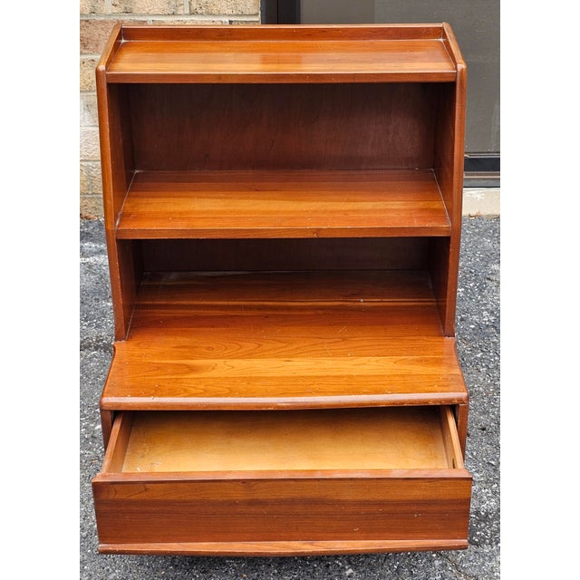 Mid-Century Modern Kling Furniture Mid Century Solid Cherry Tiered Bedside Table Nightstand For Sale - Image 3 of 9