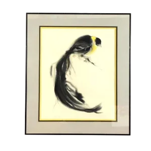 Mid 20th Century "Blackbird" Watercolor Painting Artist Unknown
