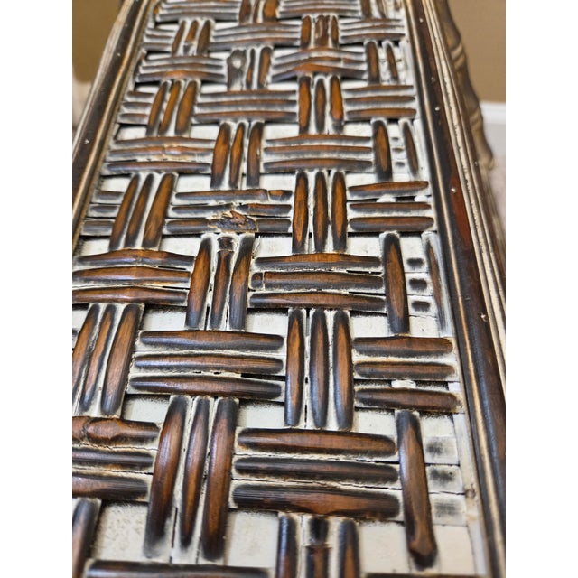 Late 20th Century Late 20th Century Faux Bamboo and Woven Wicker Wastebasket Trash Can For Sale - Image 5 of 5