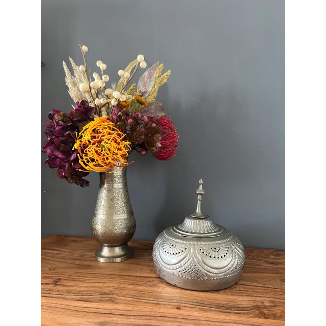 1910s Antique Islamic Metal Round Shaped Box For Sale - Image 13 of 13