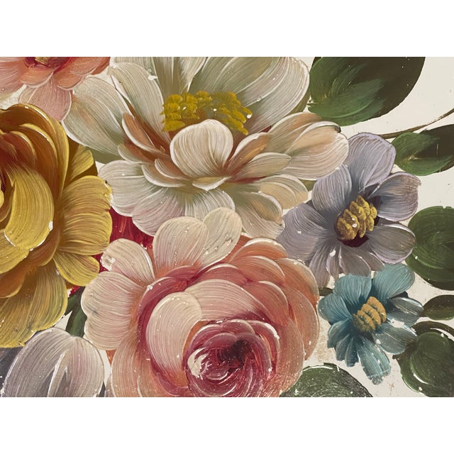 Metal Antique Victorian American Tole Tray Handpainted Flowers For Sale - Image 7 of 7