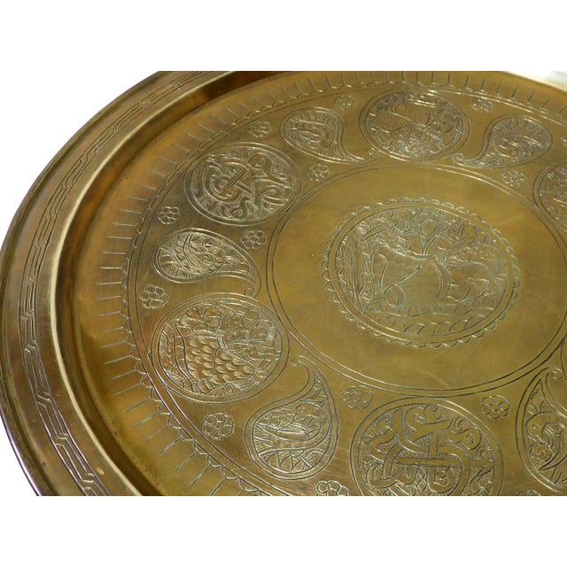 Orient Islamic Hammer Engraved Table Tray, 1940s For Sale - Image 13 of 18
