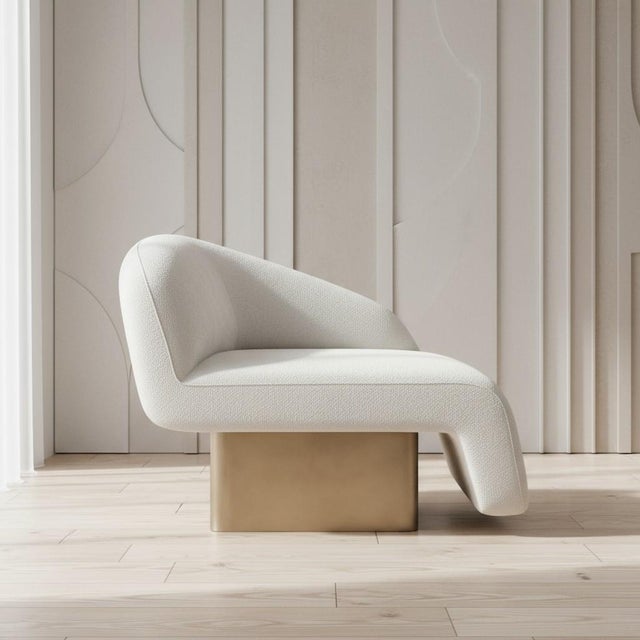 Kaia Modern White Boucle Left Arm Accent Chair For Sale In Los Angeles - Image 6 of 10