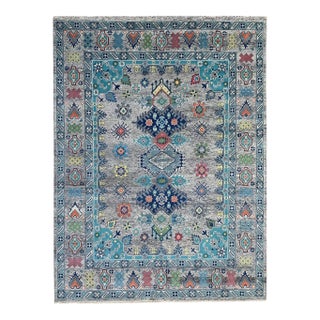 8x10 Jasmine Radiant Gray Geometric Medallion Modern Hand Knotted Wool Carpet Rug For Sale