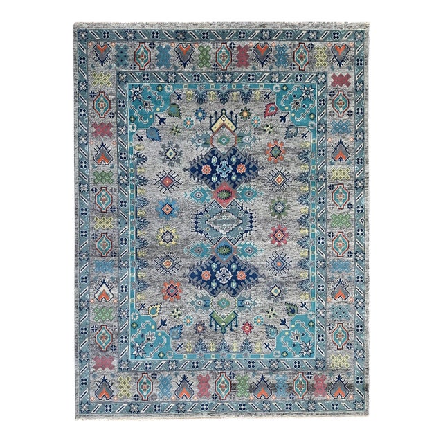 8x10 Jasmine Radiant Gray Geometric Medallion Modern Hand Knotted Wool Carpet Rug For Sale