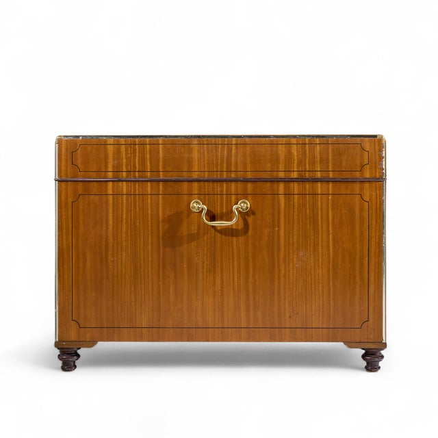 Baker Furniture Company Baker Furniture Campaign Style Leather Top Partners Desk For Sale - Image 4 of 10