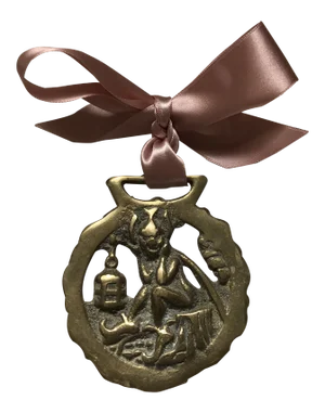 Antique English Horse Brass Christmas Ornament Magic Imp Pixie Goblin