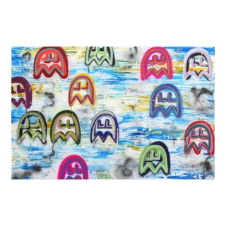 Chase Me - Colorful Retro Inspired Abstract Original Artwork by Amber Goldhammer For Sale