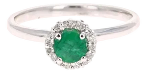 0.64 Carat Emerald Diamond White Gold Ring, Size 6.5