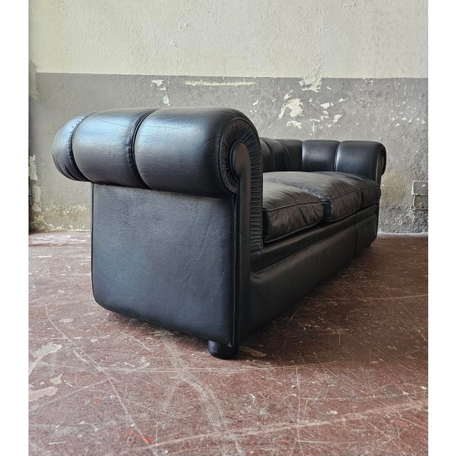 Chesterfield-Style Sofa in Genuine Leather For Sale - Image 3 of 7