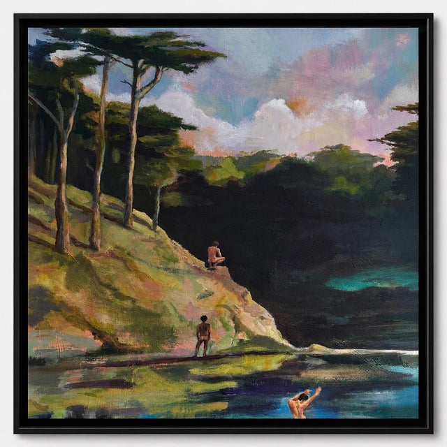 2020s The Boys at the River" — Large Figurative Nude Painting, 36" X 36" For Sale - Image 5 of 7