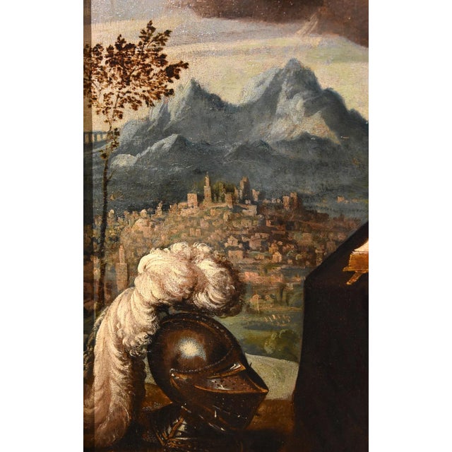 Workshop of Ippolito Scarsella / Lo Scarsellino, Madonna and Child with Saint James, 1590, Oil on Board For Sale - Image 17 of 18