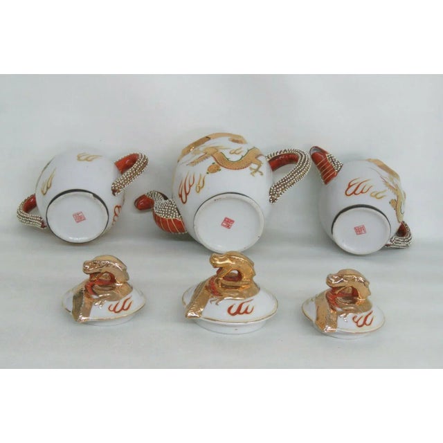 White Moriage Japan Gold Dragon Ware White Teapot Creamernd Sugar Bowl b For Sale - Image 8 of 13
