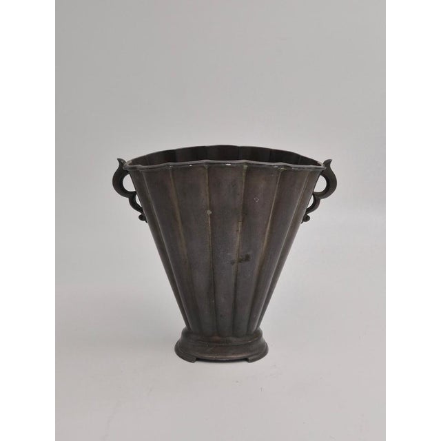 Brown Danish Grace Art Deco Sculptural Vase in Diskometal by Just Andersen, 1930s For Sale - Image 8 of 13